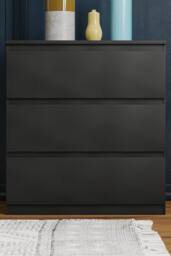 HD Designs Modern 3 Drawer Chest of Drawers Bedside Bedroom Storage Unit in Black - thumbnail 3