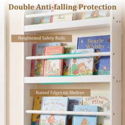 CASART Kids Bookshelf 4-Tier Wall Mounted Book Shelf Hanging Bookcase in White - thumbnail 6