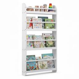 CASART Kids Bookshelf 4-Tier Wall Mounted Book Shelf Hanging Bookcase in White - thumbnail 9