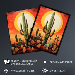 "Artery8 Wall Art Print Desert Cactus At Noon Artwork Painting White Hot Sun Red Yellow South America La Guajira Poster - Size: W12"" x H16""" - thumbnail 2
