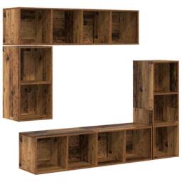 Berkfield Home Modern Wall-mounted with Storage 4 pcs Old wood Engineered wood in Brown - thumbnail 3