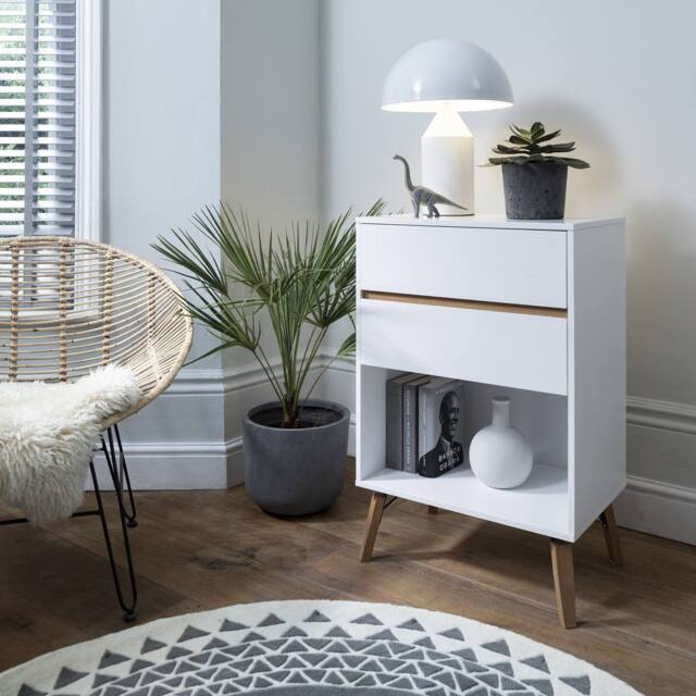 Nöa and Nani Otto Oversize Side Table Chest 2 Drawer & Storage in White - image 1