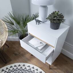 Nöa and Nani Otto Oversize Side Table Chest 2 Drawer & Storage in White - thumbnail 2