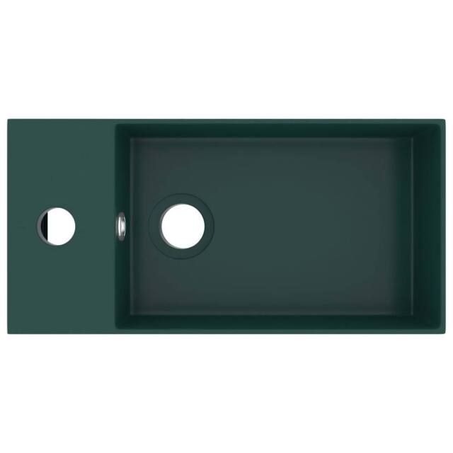 Berkfield Home Full Bathroom Sink with Overflow Ceramic Dark Green - image 1