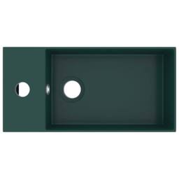 Berkfield Home Full Bathroom Sink with Overflow Ceramic Dark Green - thumbnail 1