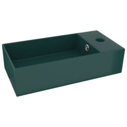 Berkfield Home Full Bathroom Sink with Overflow Ceramic Dark Green - thumbnail 3