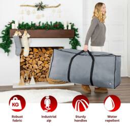 LIVIVO Heavy Duty Christmas Tree Storage Bag for 7ft Trees - Grey - thumbnail 3