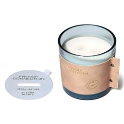 French Connection Leather Effect Candle High Autumn Nights 340g Single Wick