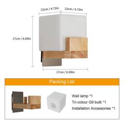 Pheashine Modern Natural Wood Wall Sconce with Glass Lampshade 5W G9 3-Color in Brown - thumbnail 5