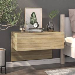 Berkfield Home Suitable Wall-mounted Bedside Cabinets 2 pcs Sonoma Oak in Light Brown - thumbnail 1