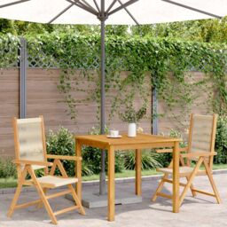 Berkfield Home Garden Chairs 2 pcs Beige Solid Wood Acacia & Polypropylene - thumbnail 3