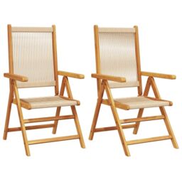 Berkfield Home Garden Chairs 2 pcs Beige Solid Wood Acacia & Polypropylene - thumbnail 2