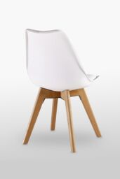 Life Interiors Set of 2 Scandinavian Dining Chairs Leather Cushions Solid Wood Legs in White - thumbnail 4