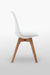 Life Interiors Set of 2 Scandinavian Dining Chairs Leather Cushions Solid Wood Legs in White - thumbnail 3