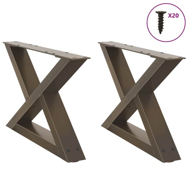 Berkfield Home Coffee Table Legs 2 pcs Natural Steel 50x(30-31.3) cm Steel in Brown - image 1