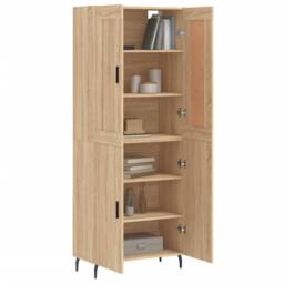 Berkfield Home Highboard Sonoma Oak 69.5x34x180 cm Engineered Wood in Tan - thumbnail 3