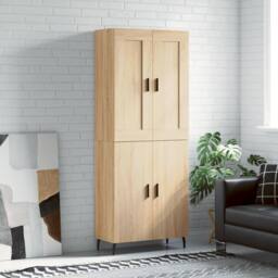 Berkfield Home Highboard Sonoma Oak 69.5x34x180 cm Engineered Wood in Tan - thumbnail 2