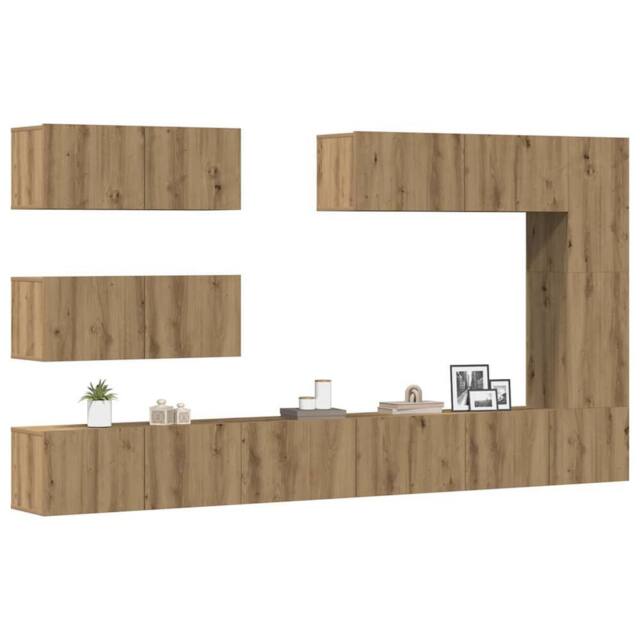 Berkfield Home 7 Piece TV Cabinet Set Wall-mounted Artisan Oak Engineered Wood in Brown - image 1
