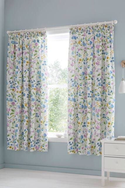 Dreams & Drapes 'Sweetpea Floral' Lined Pencil Pleat Curtains - Size: 168 cm width x 183 cm drop - image 1