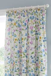 Dreams & Drapes 'Sweetpea Floral' Lined Pencil Pleat Curtains - Size: 168 cm width x 183 cm drop - thumbnail 2