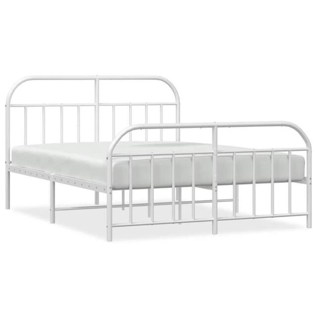 Berkfield Home Metal Bed Frame with Headboard & Footboard White 183x213 cm - image 1