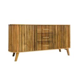 Jaipur Furniture Ltd Slated 2 Door 3 Drawer Sideboard - Mango Wood - L45 x W164 x H80 cm - Light Finish - Assembly Required in Brown - thumbnail 7