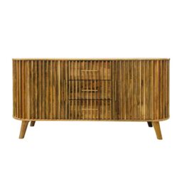Jaipur Furniture Ltd Slated 2 Door 3 Drawer Sideboard - Mango Wood - L45 x W164 x H80 cm - Light Finish - Assembly Required in Brown - thumbnail 2