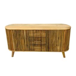 Jaipur Furniture Ltd Slated 2 Door 3 Drawer Sideboard - Mango Wood - L45 x W164 x H80 cm - Light Finish - Assembly Required in Brown - thumbnail 3