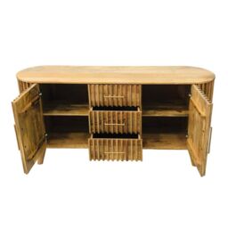 Jaipur Furniture Ltd Slated 2 Door 3 Drawer Sideboard - Mango Wood - L45 x W164 x H80 cm - Light Finish - Assembly Required in Brown - thumbnail 5