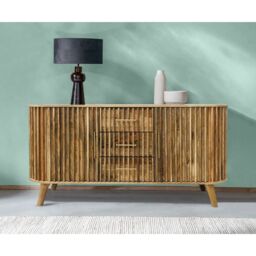 Jaipur Furniture Ltd Slated 2 Door 3 Drawer Sideboard - Mango Wood - L45 x W164 x H80 cm - Light Finish - Assembly Required in Brown - thumbnail 8