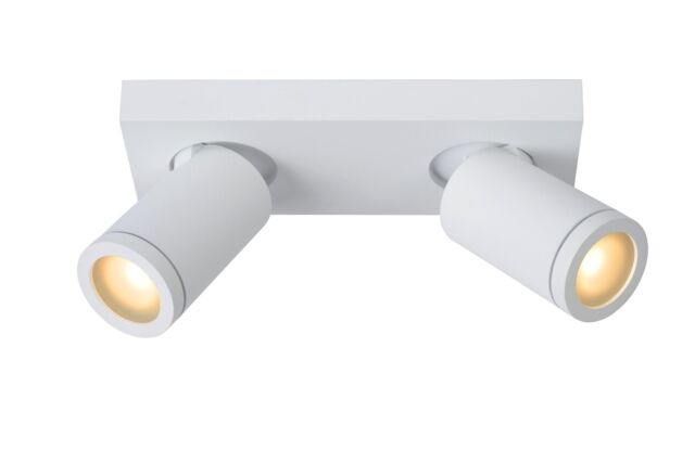 Lucide 'TAYLOR' Dimmable Tiltable Bathroom LED Twin Ceiling Spotlight GU10 in White - image 1