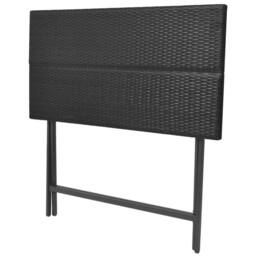 Berkfield Home 7 Piece Folding Outdoor Dining Set Steel Poly Rattan Black - thumbnail 5