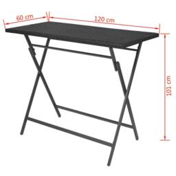 Berkfield Home 7 Piece Folding Outdoor Dining Set Steel Poly Rattan Black - thumbnail 8