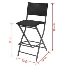 Berkfield Home 7 Piece Folding Outdoor Dining Set Steel Poly Rattan Black - thumbnail 9