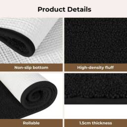 VOGREX Large Washable Non Slip Entrance Door Mat Dirt Trapper Rug in Black - Size: 50 cm x 80 cm - thumbnail 4