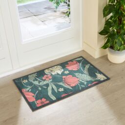 Artsy Mats William Morris Rose Indoor Washable Doormat 80x50cm in Green - Size: 50 cm x 80 cm