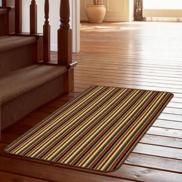 The Rug Shop UK Brown Striped 8mm Thick Rectangle Mat - Size: 67 cm x 100 cm - image 1