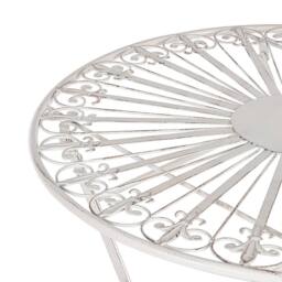 Wyld and Coco Garden Bistro Table 70 cm White Iron Foldable Powder Coat Vintage - thumbnail 5