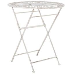 Wyld and Coco Garden Bistro Table 70 cm White Iron Foldable Powder Coat Vintage - thumbnail 2
