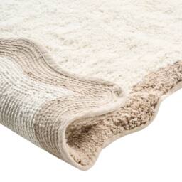 Wyld and Coco Beige Brown Plush Cotton Bath Mat Wavy Edge Geometric Design - Size: 80 cm - thumbnail 5