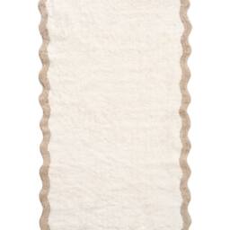Wyld and Coco Beige Brown Plush Cotton Bath Mat Wavy Edge Geometric Design - Size: 80 cm - thumbnail 2