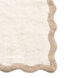 Wyld and Coco Beige Brown Plush Cotton Bath Mat Wavy Edge Geometric Design - Size: 80 cm - thumbnail 6