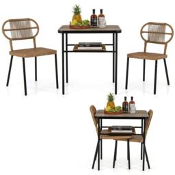 KORVIXA Space-Saving Wicker Breakfast Set 3 Piece Patio Dining Set in Brown - Size: 100 cm x 100 cm - thumbnail 1