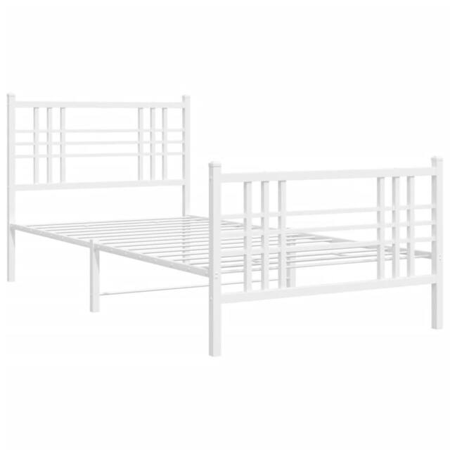 Berkfield Home Metal Bed Frame without Mattress with Footboard White 90x200cm - Size: 90x200 cm - image 1