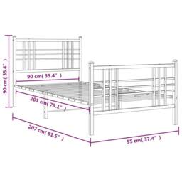 Berkfield Home Metal Bed Frame without Mattress with Footboard White 90x200cm - Size: 90x200 cm - thumbnail 8