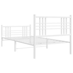Berkfield Home Metal Bed Frame without Mattress with Footboard White 90x200cm - Size: 90x200 cm - thumbnail 6