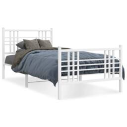 Berkfield Home Metal Bed Frame without Mattress with Footboard White 90x200cm - Size: 90x200 cm - thumbnail 3