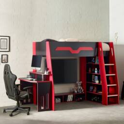 Cheshire Mahogany Gaming Highsleeper - Black & Red - Single (90cm) - thumbnail 4