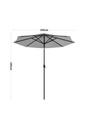 Garden Sanctuary Solar 24 LED Lights Garden Parasol with Crank with Decorative Base in Light Grey - thumbnail 5