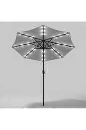 Garden Sanctuary Solar 24 LED Lights Garden Parasol with Crank with Decorative Base in Light Grey - thumbnail 4